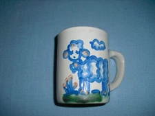 M A Hadley Pottery Coffee Tea Cup Hand Painted Sheep Lamb "The End"