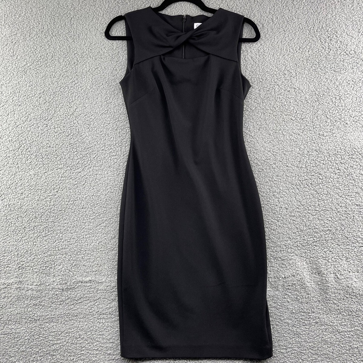 calvin klein black sleeveless dress Calvin Klein Black Scuba Crepe Dress – Alba Vintage Studio main image 0