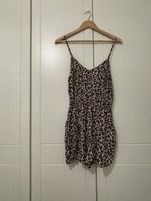 Leopard print strappy playsuit with pockets adjustable straps size small
