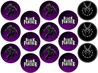 BLACK PANTHER INSPIRED 15 X 2'' ROUND CUPCAKE TOPPERS EDIBLE ICING ...