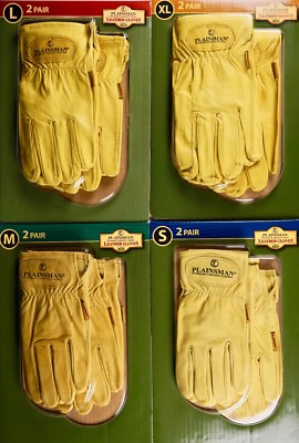 Plainsman Premium Cabretta Leather Gloves All-Purpose, S M L or XL, 2 Pairs