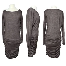 Athleta Ruched Tulip Dress Heather Brown Womens Medium