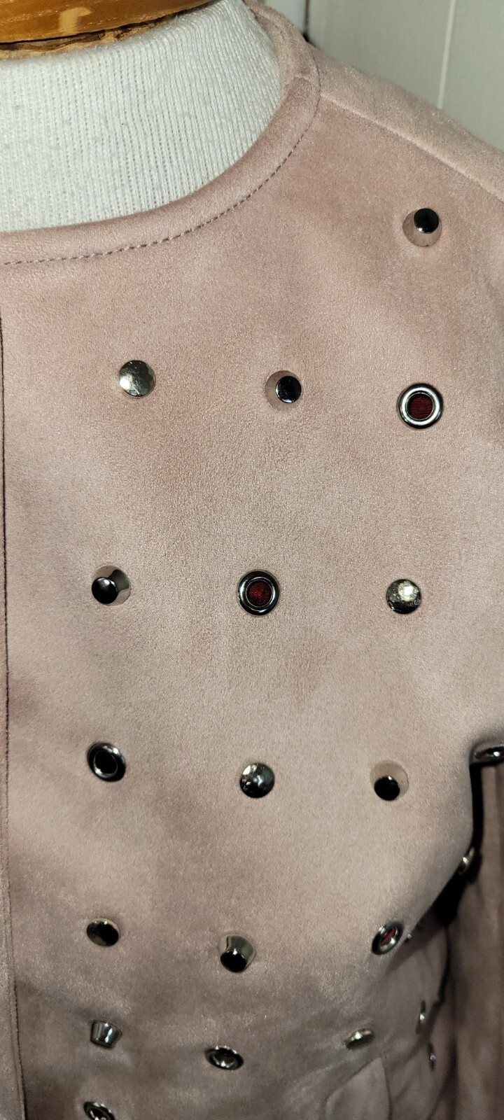 Zara Basic Outerwear Womens Small Blush Studded F… - image 2