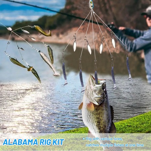 5 braccia Alabama impianto ombrello esca da pesca con filatore per traino in barca a strisce - Foto 4 di 7