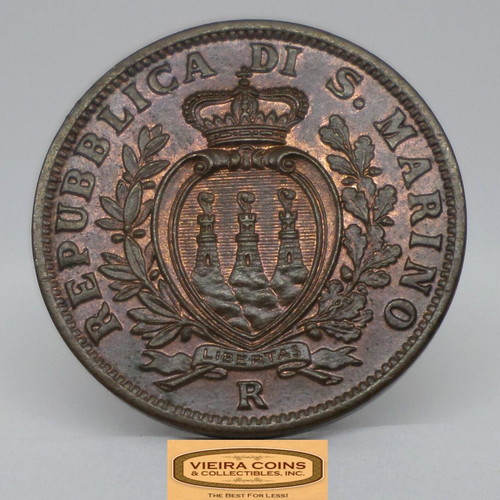 1937-R San Marino 5 Centesimi, Mintage of 200,000 #C34610NQ - Picture 2 of 2