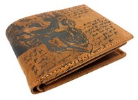 Echt Leder GeldböRse Hunterleder Portemonnaie Totenkopf SchäDel Skull