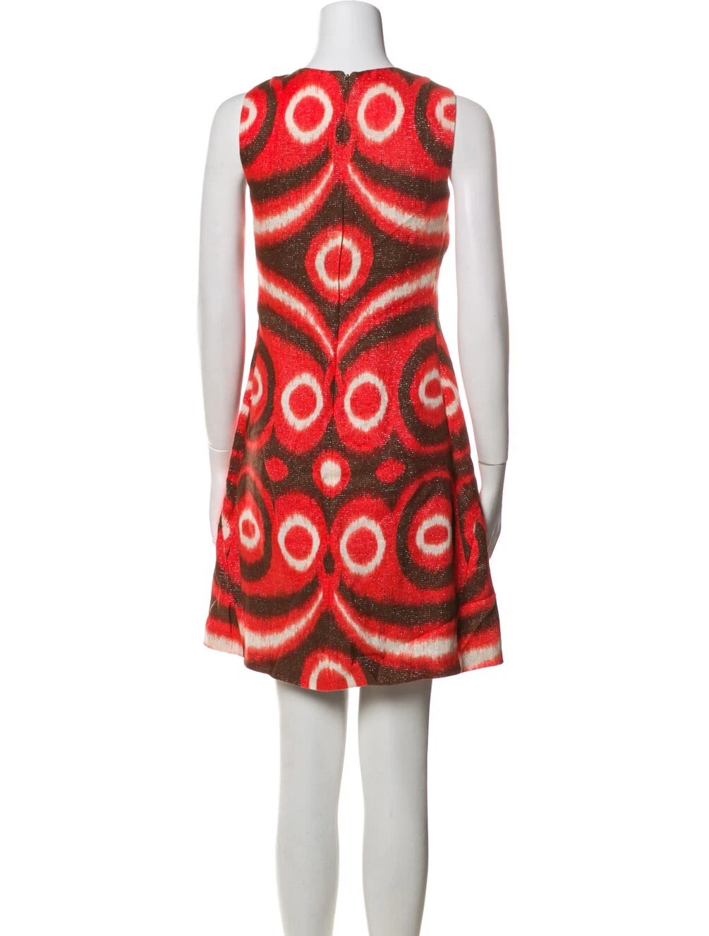 Abito donna Tory Burch stampa Ikat senza maniche linea A. Taglia 8