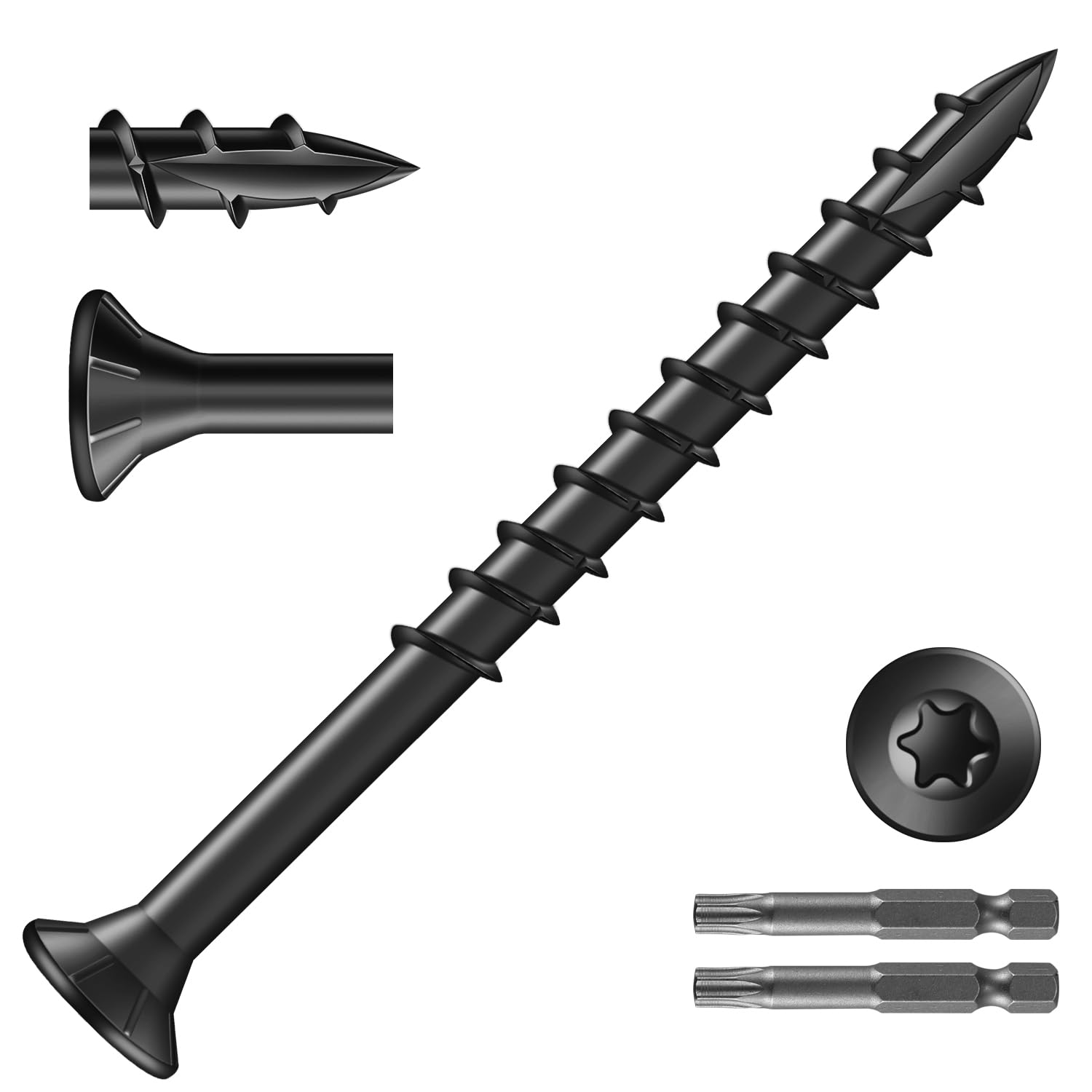10x2-1/2 Inch Deck Screws 474Pcs 6Lb Exterior Wood Screws Carbon Steel Black