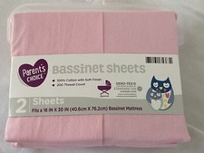 Parent's Choice Bassinet Sheets 2 pk PINK baby girl 16x30 new 35363