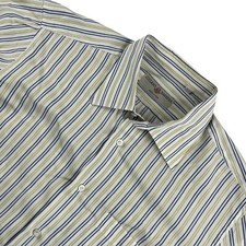 Luciano Barbera Men  s Cotton Blend Striped Button-Down Shirt Yellow   Italy   41