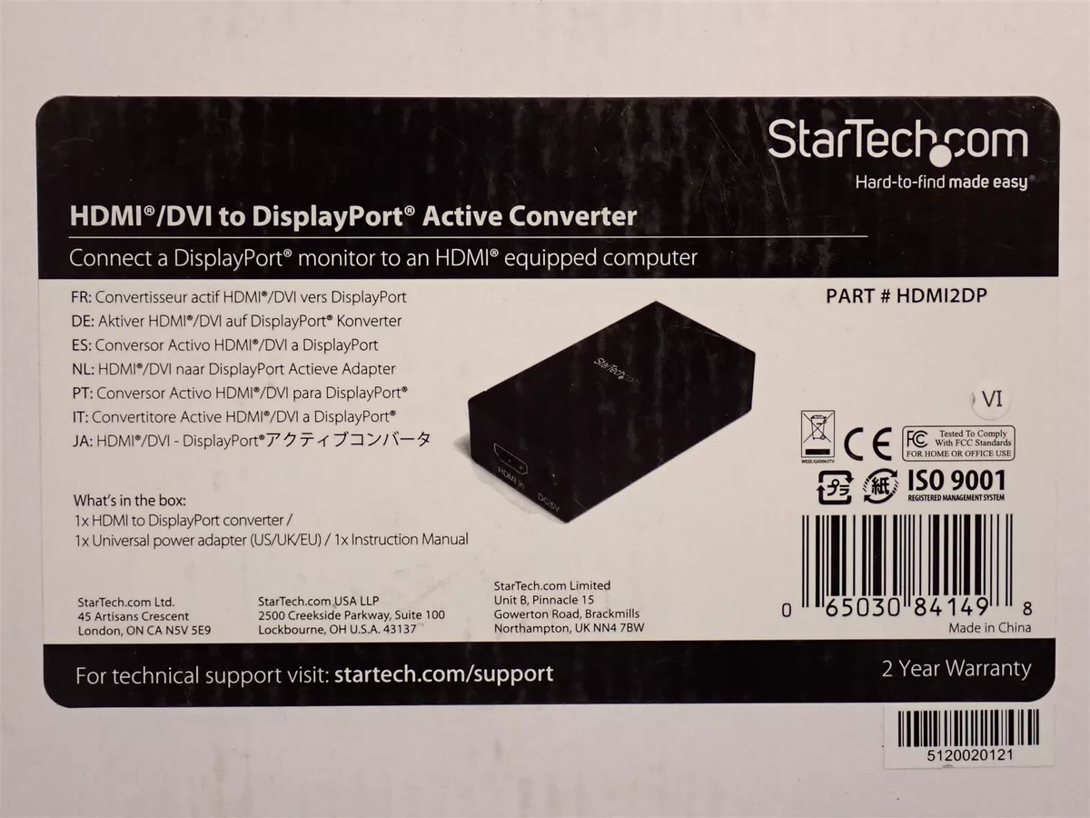 StarTech HDMI2DP HDMI or DVI to DisplayPort Active Converter G139