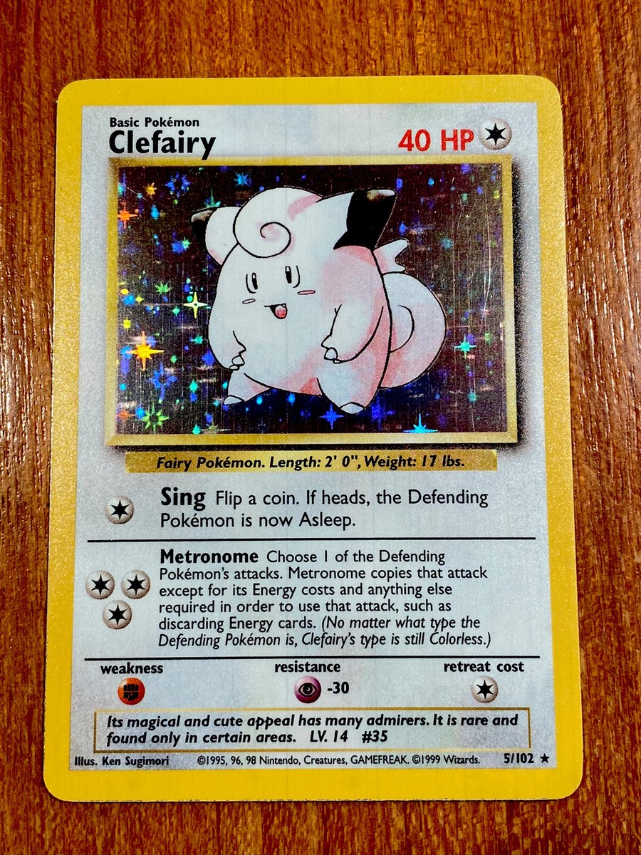 1999 Pokémon Clefairy 1st Edition Base 5/102 Holo Excellent TCG