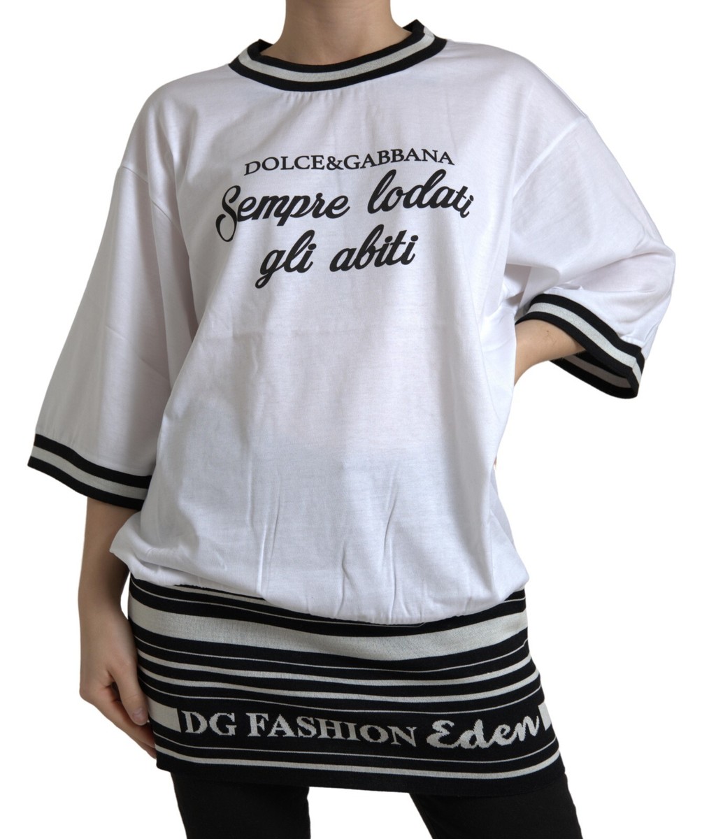 DOLCE & GABBANA T-shirt White Cotton DG Fashion Crew Neck Tee IT40