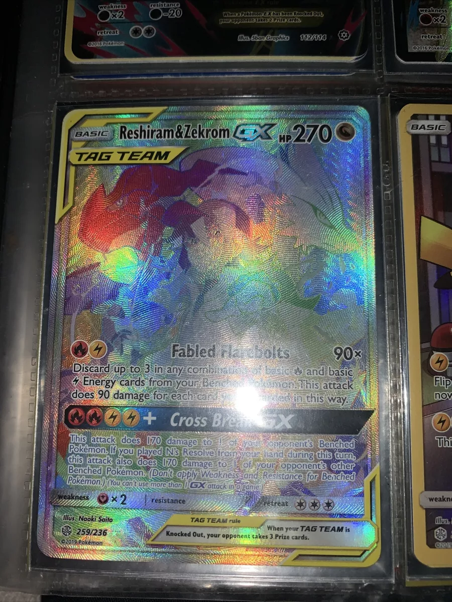 Ultra Rare Pokémon Tag Team Reshiram & Zekrom GX, 259/236, 2019