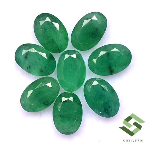 6x4 mm Natural Emerald Oval Cut Lot 08 Pcs 3.72 CTS Untreated Loose Gemstones - Picture 3 of 6