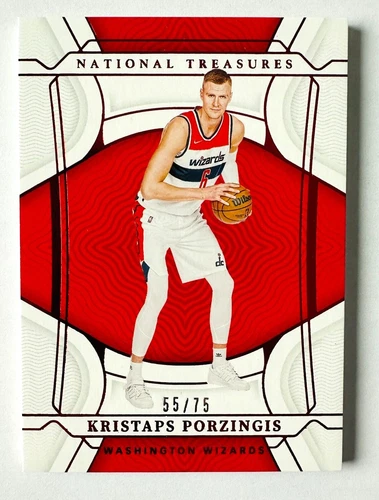 2021-22 Panini National Treasures Kristaps Porzingis Parallel Card #/75 Wizards!