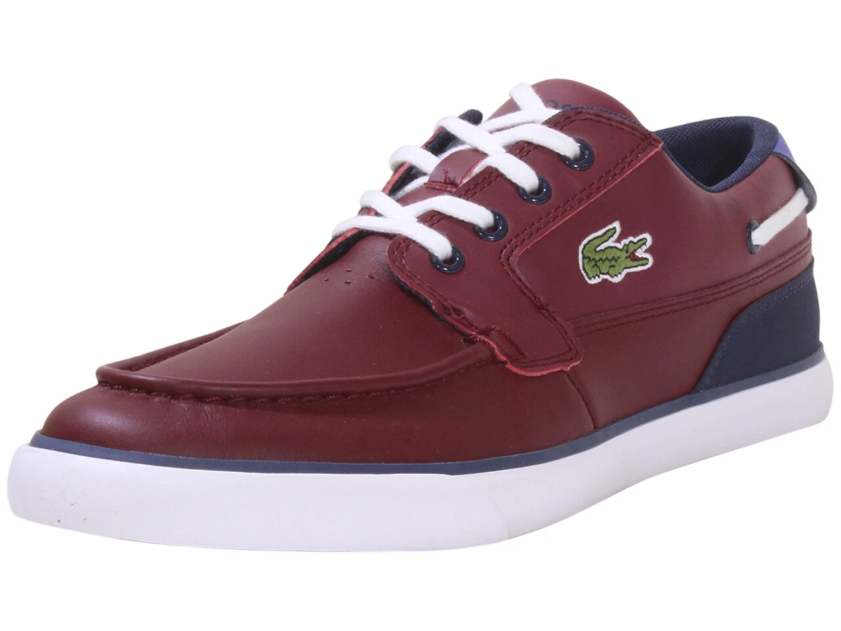 Lacoste Men s Bayliss Deck 222 1 Sneakers Lace Up Shoes Burgundy White
