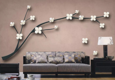 3D Petals Branch G15056 Wallpaper Wall Murals Removable Self-adhesive Honey