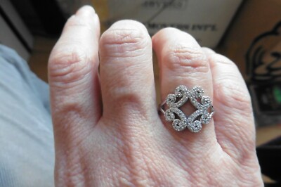 Bague Solitaire Art Déco - Vermeil Et Argent Avec Zircon - Taille 53 - Occasion