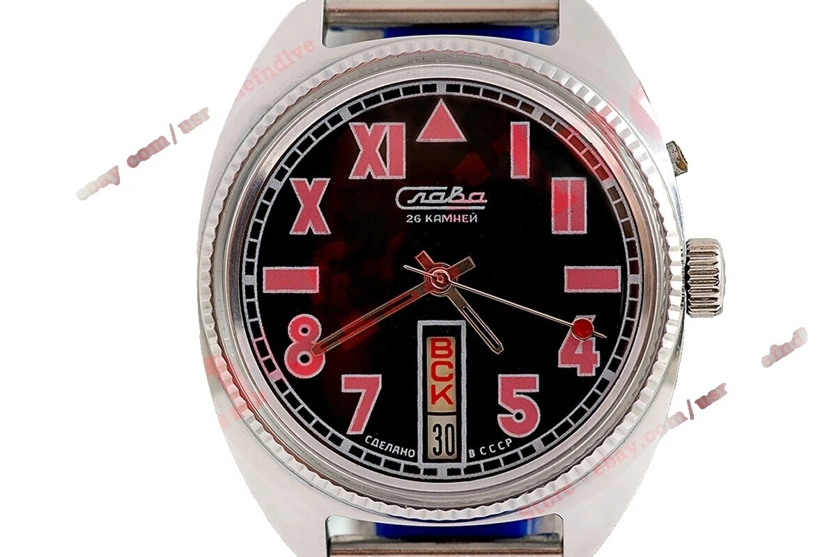 Slava Wristwatches with Day Indicator