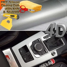 84" x 60" Premium Gloss Silver Carbon Fiber 4D Vinyl Film Wrap Air Bubble Free