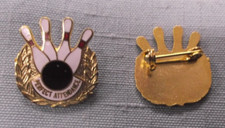 Bowling pin PERFECT ATTENDANCE 4 white pin and black bowling ball