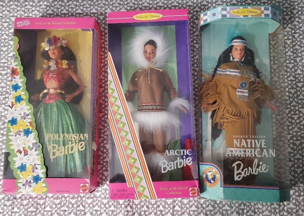 World barbie set of native american, arctic, polynesian