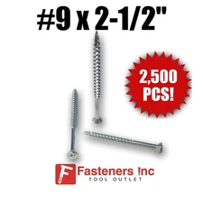 INTERCORP X940NZ #9-10 X 2-1/2" Particle Board Cabinet Screws (Philips) 2500/BOX