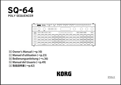 Korg SQ-64 Poly Sequencer Owners Manual: 23 Pages, English Version - Coil Bound