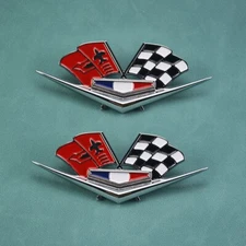 2x Chrome Front Fender Flags Emblem For 1962-1963 Impala Belair 327 409 Corvette