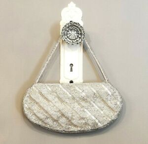 Vintage Shimmery Silver Beaded Cocktail Purse by La Regale Evening Wedding