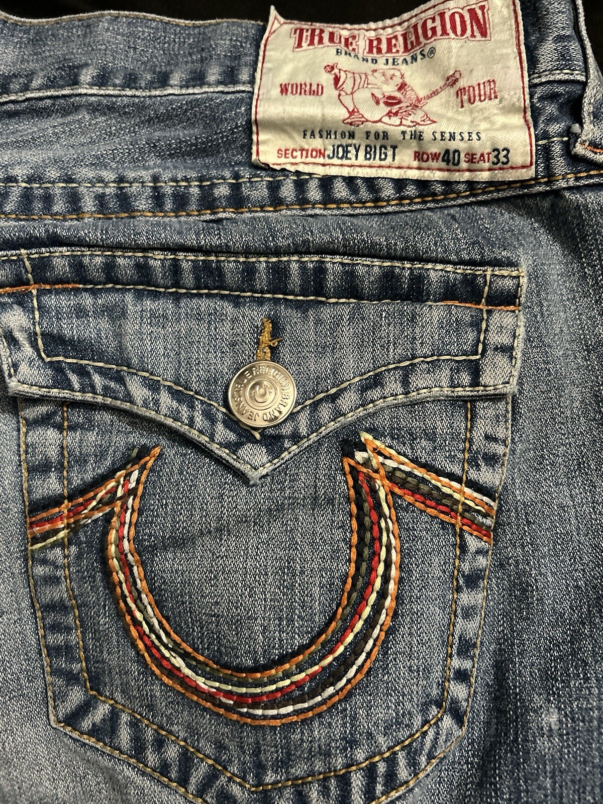 True Religion Joey BigT Hemmed Pocket Jeans Size 40x33 for Men