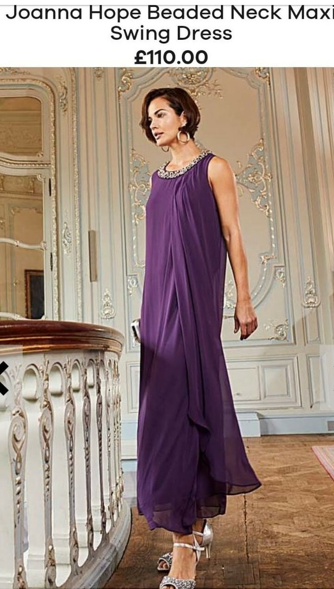 Joanna Hope Puple Beaded Neck Maxi Swing Dress Plus Size 28 UK