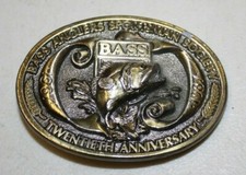 VINTAGE 1987 BASS ANGLERS SPORTSMAN SOCIETY 20 ANN. BELT BUCKLE FREE SHIPPING