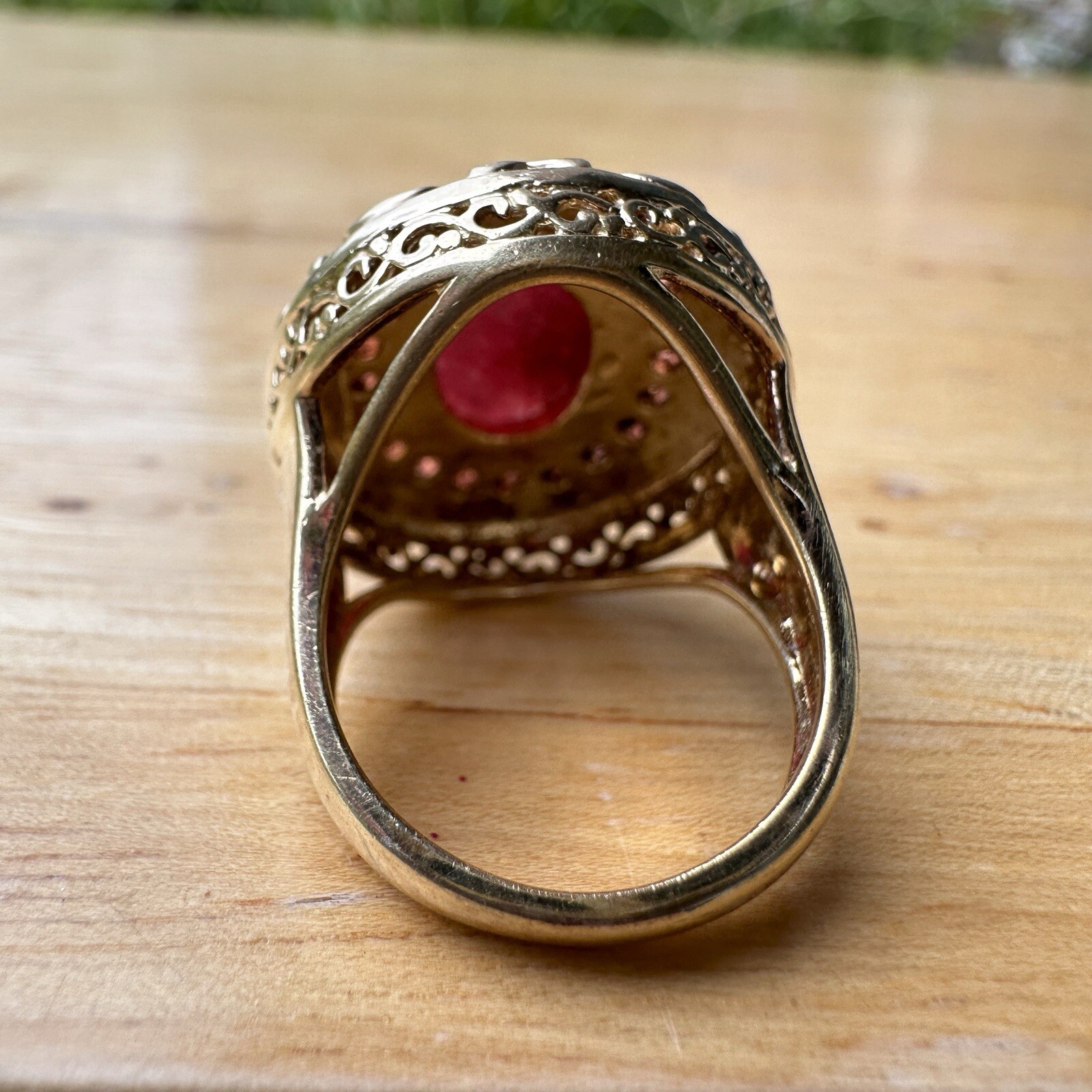 Ross Simons Accent Ring Ruby Cabochon Garnet Size… - image 4