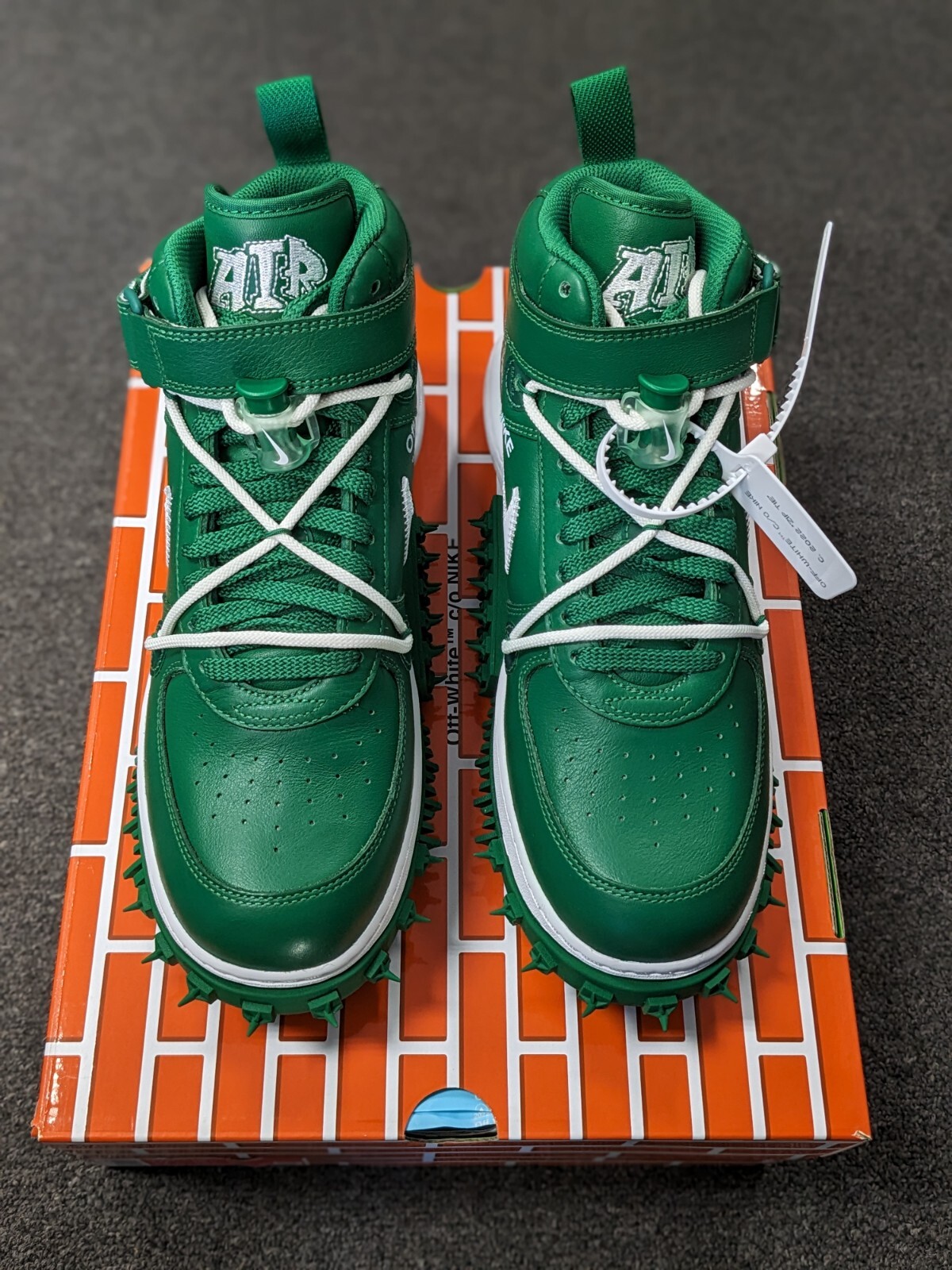 OFF WHITE X NIKE Nike Off White x Air Force 1 SP pelle verde pino medio **TAGLIA 10**