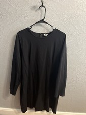 J. Crew Ponte Dress Black Size 20 Style K3469 Back Zip Women's L/S Round Neck