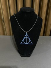 Handmade Harry Potter Inspired "Deathly Hallows" Symbol Adjustable Necklace Blue