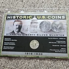 Standing Liberty Silver Quarter 25C 0.9 Fine 1916-1930 Coins Card w/ COA