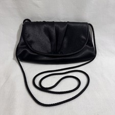 La Regale Vintage Black Satin Clutch Crossbody Evening Bag