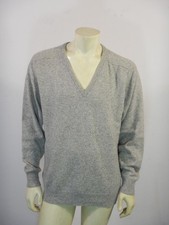 PRINGLE Men's Grey V-Neck 100 Cashmere Sweater Made in Scotland Size 44