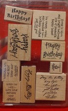 Stampin' Up Birthday Greetings Set of 9 Wood Mounted Rubber Stamps, 2001