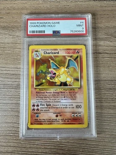 PSA 9 CHARIZARD 1999 Pokemon Base Unlimited #4/102 Holo Rare MINT