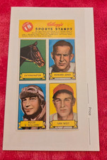 1937 KELLOGGS PEP SPORTS STAMP SHEET #18 WITH SAM WEST + 3 OTHERS CLEAN!