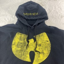 Wu Tang Clan Logo Sweatshirt 2000s Size M Black Unisex Hoodie Sleeve/Hood Hits