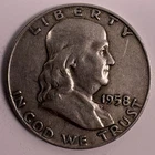 1958 Franklin Half Dollar D Mint 50c Cent Silver Coin United States