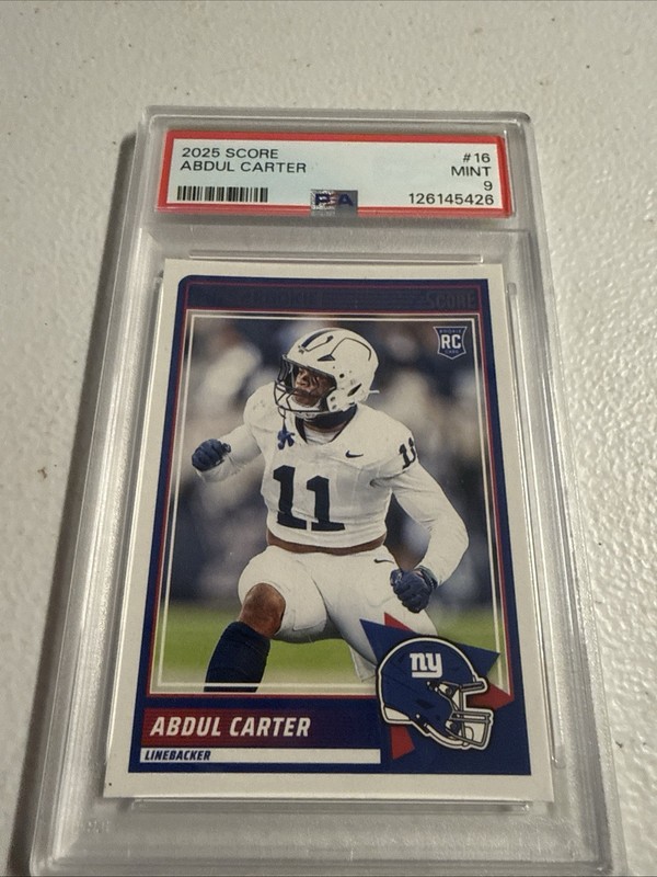 SCORE 2025 Score Abdul Carter Rookie #16 New York Giants PSA 9
