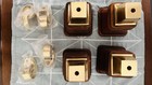4x Walnut Solid Wood Replacement Furniture Chair Legs Feet with Brass Castors