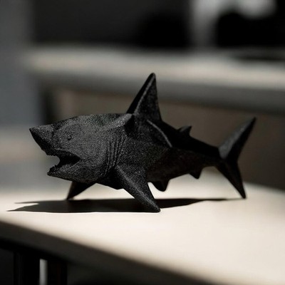 Black Hai Low Poly Figur Design Schwarz Elegant Modell Modern 3D Einrichtung