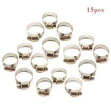 15 Pcs Adjustable 3/4"-1" Stainless Steel Drive Hose Clamps Fuel Line Worm Clip